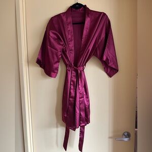 Elegant Satin Kimono Robe - Burgundy